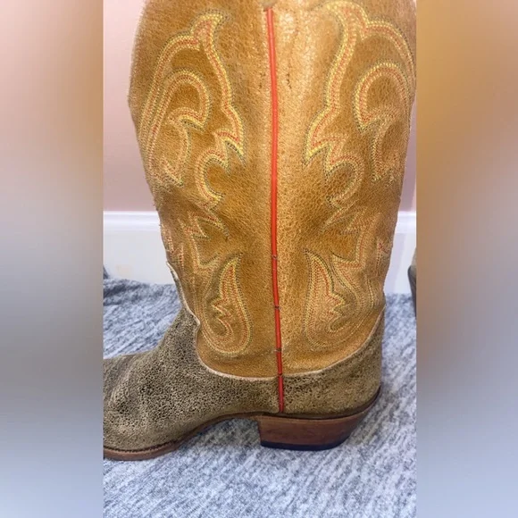 🚫SOLD🚫 Vtg Justin Boots 2toned suede leather midcalf ladies cowboy boots 8.5B - Picture 7 of 14